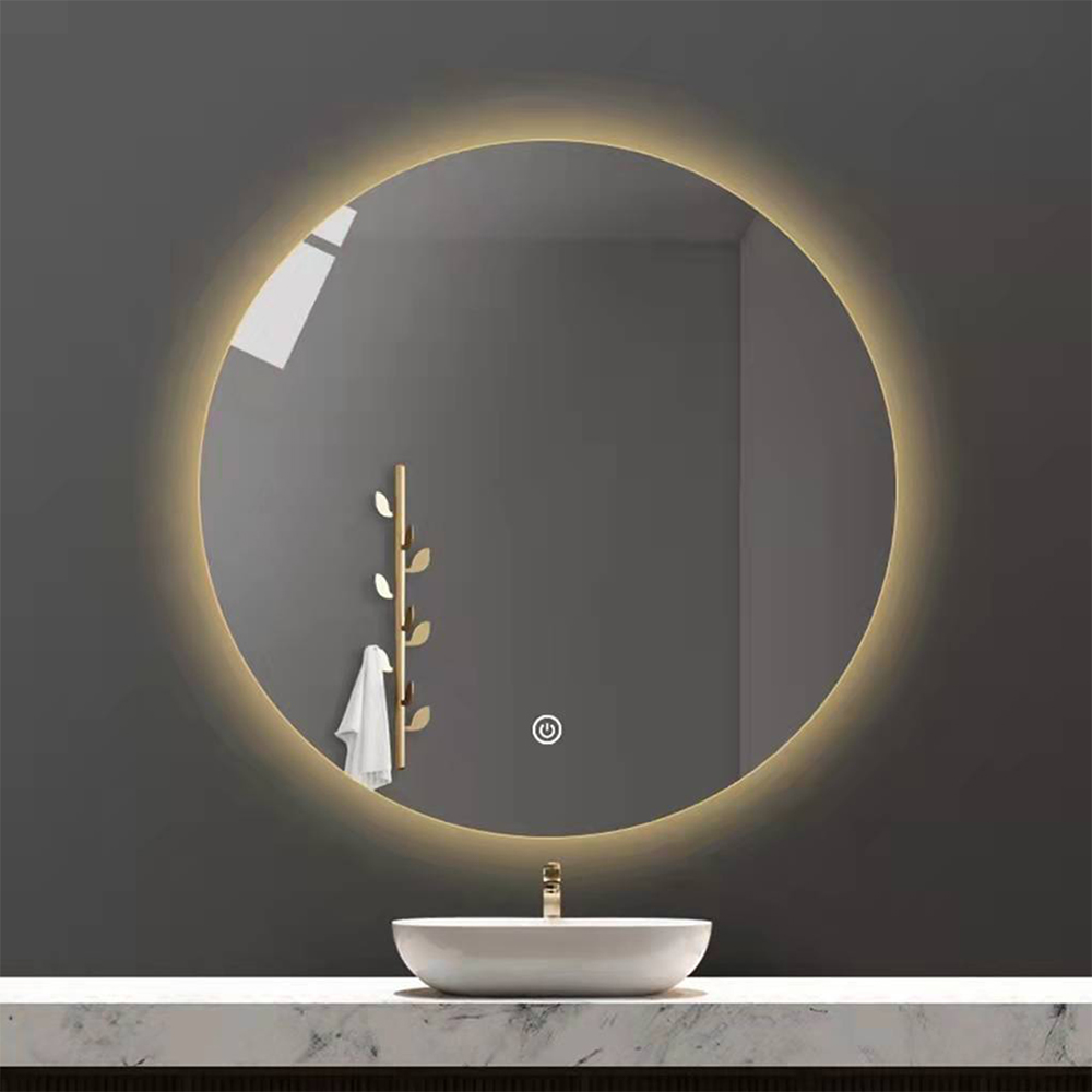 Specchio da bagno su misura Specchio Smart Touch Retroilluminazione Appeso Trucco Specchio da parete ovale con luce a led
