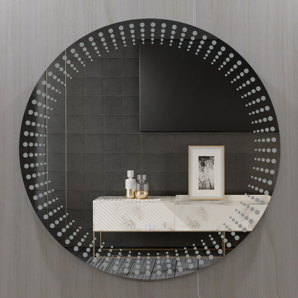 Interruttore del sensore tattile a specchio fissato al muro del bagno della villa dell'hotel personalizzato Rotondo Prodotti di vendita caldi Interruttore del sensore tattile a specchio fissato al muro del bagno della villa dell'hotel personalizzato Rotondo Prodotti di vendita caldi