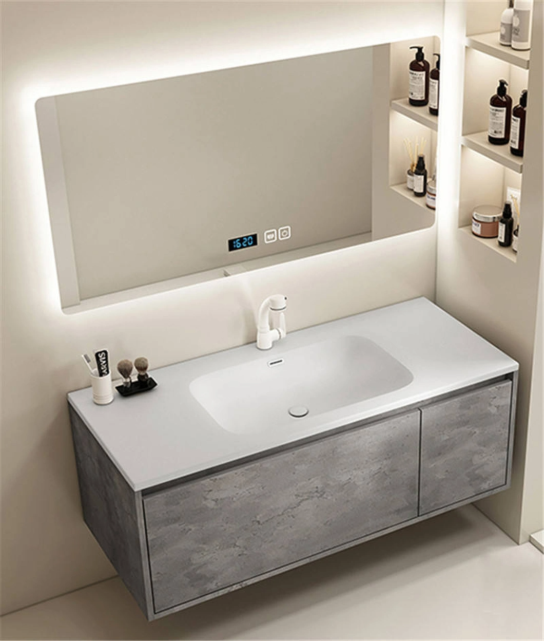 2023 Nuovo design Armadietto da bagno Specchio da bagno Mobiletto da bagno di lusso in legno americano