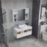 Armadietto da bagno moderno per lavabo da 36 pollici Armadietto da toeletta in legno impermeabile con armadietto a specchio intelligente
