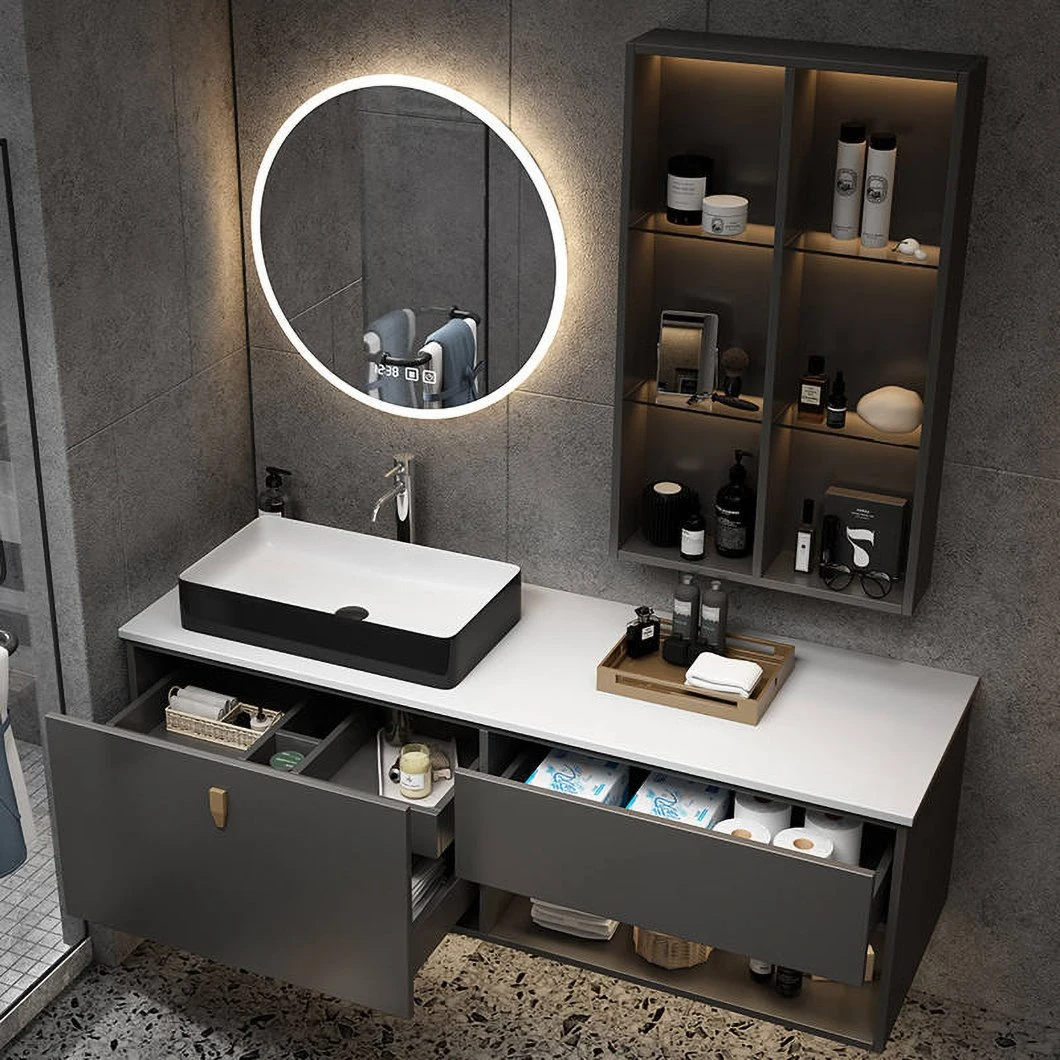 Mobile da bagno da appoggio in marmo da venditore caldo in fabbrica Mobile da bagno moderno bianco a doppia parete