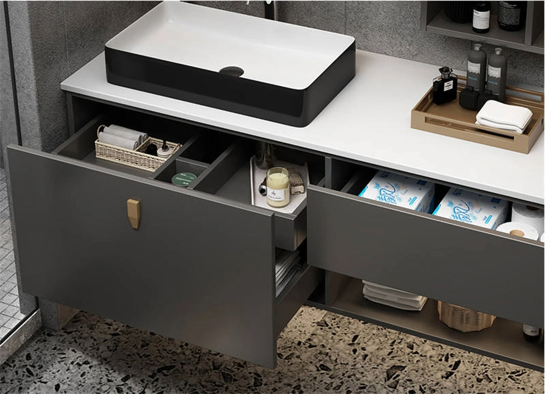Mobile da bagno da appoggio in marmo da venditore caldo in fabbrica Mobile da bagno moderno bianco a doppia parete