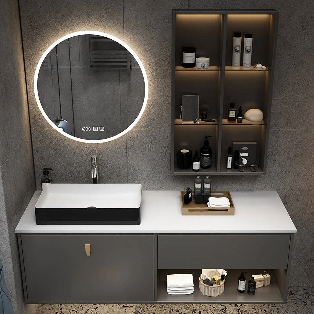 Mobile da bagno da appoggio in marmo da venditore caldo in fabbrica Mobile da bagno moderno bianco a doppia parete