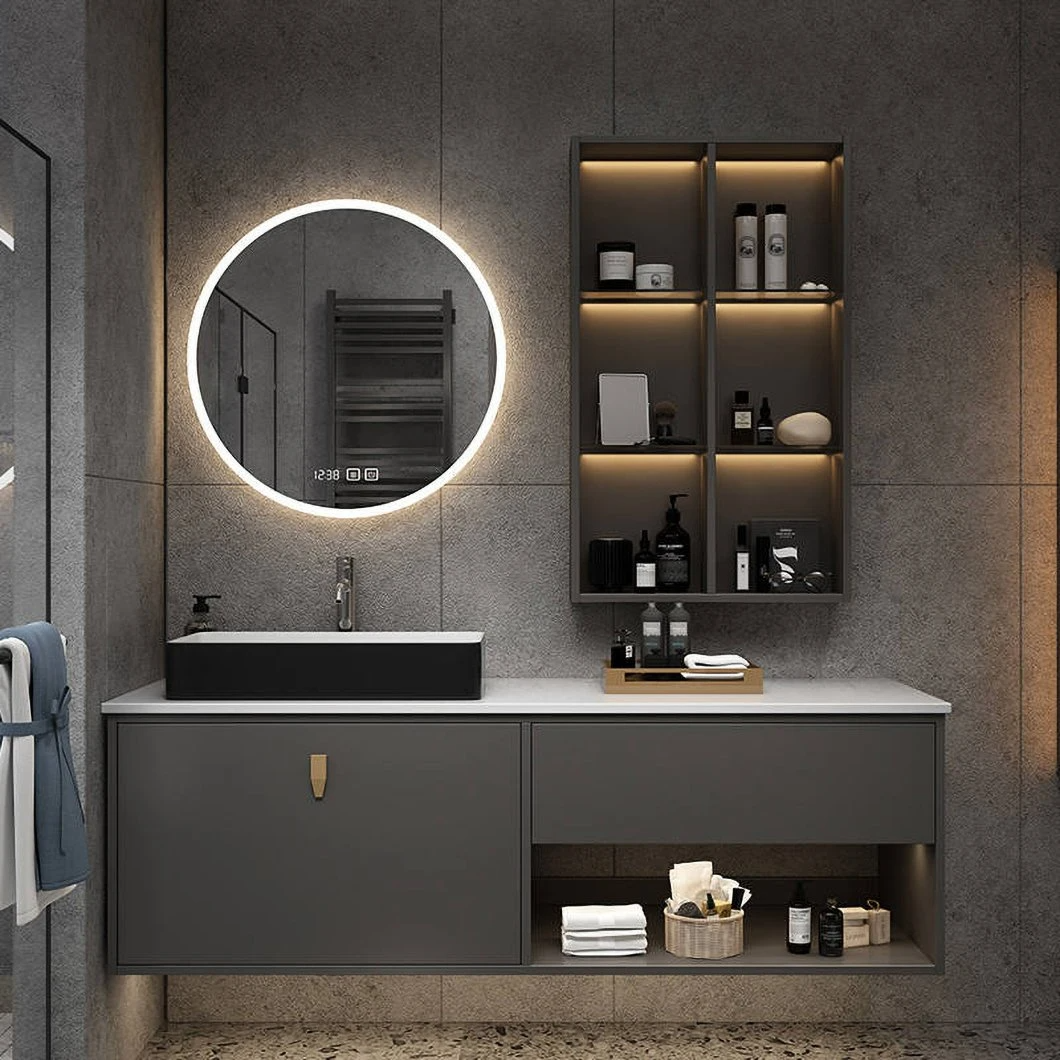 Mobile da bagno da appoggio in marmo da venditore caldo in fabbrica Mobile da bagno moderno bianco a doppia parete