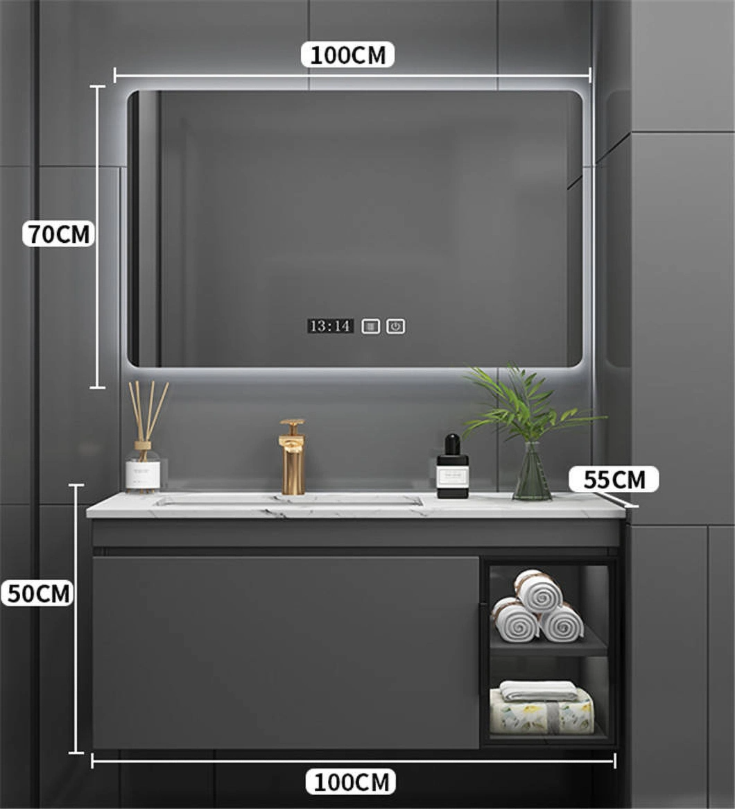 Vendite di fabbrica Marmo nero Impermeabile Bagno Armadietto dei medicinali Mobili da bagno Armadietto Lavabo per lavaggio a mano