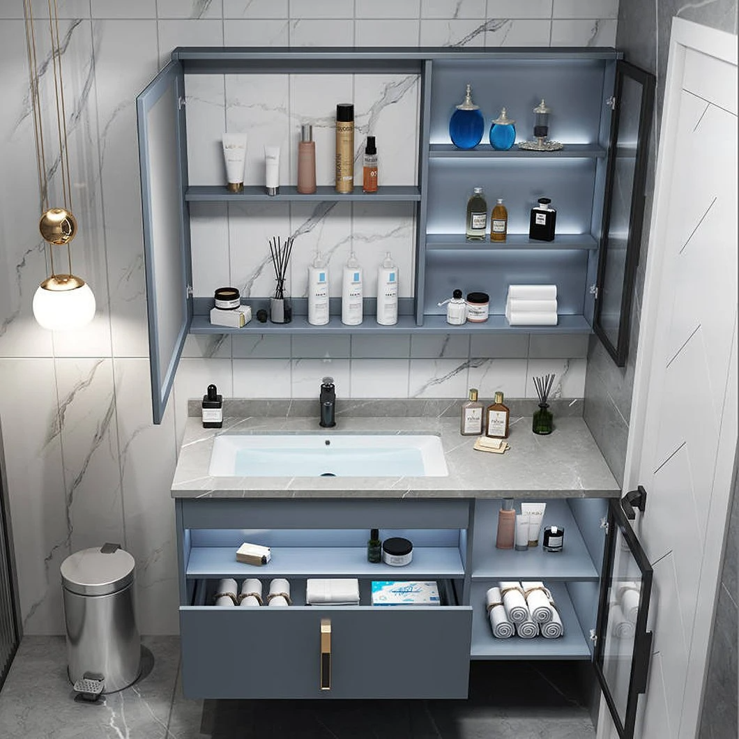 Mobili da bagno moderni a parete di alta qualità Mobili da bagno in alluminio compensato con specchi