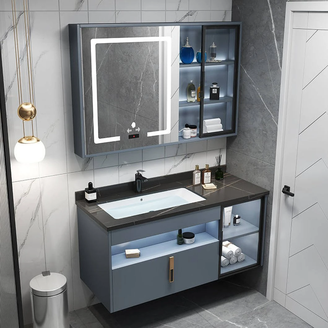 Mobili da bagno moderni a parete di alta qualità Mobili da bagno in alluminio compensato con specchi