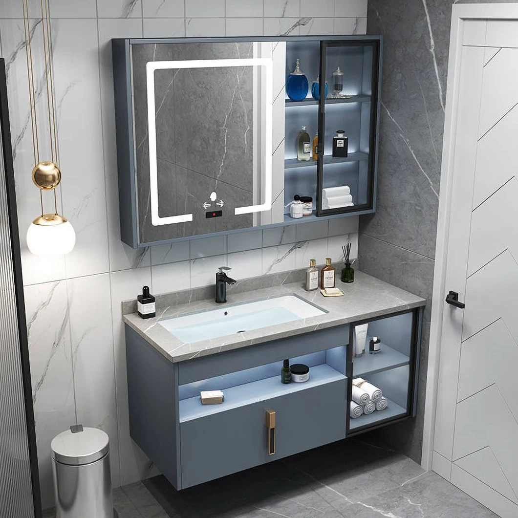 Mobili da bagno moderni a parete di alta qualità Mobili da bagno in alluminio compensato con specchi