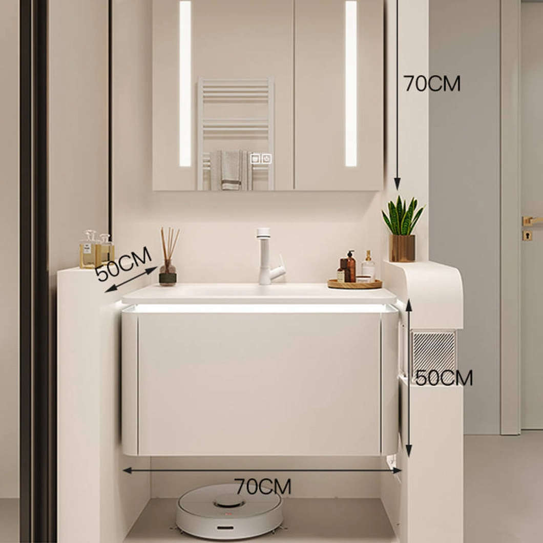 Armadietto da bagno sospeso di lusso a parete Armadietto da bagno moderno in marmo per hotel con lavabo singolo