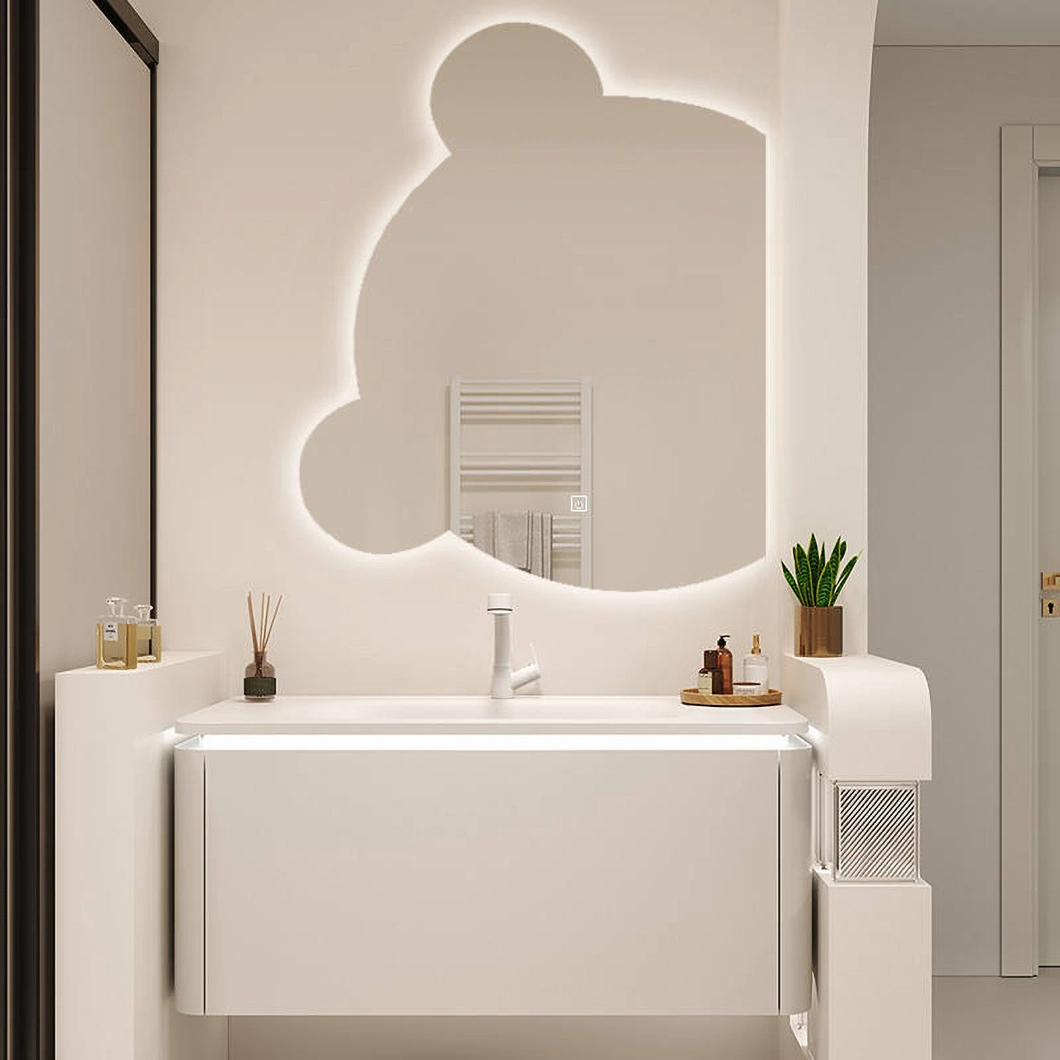 Armadietto da bagno sospeso di lusso a parete Armadietto da bagno moderno in marmo per hotel con lavabo singolo