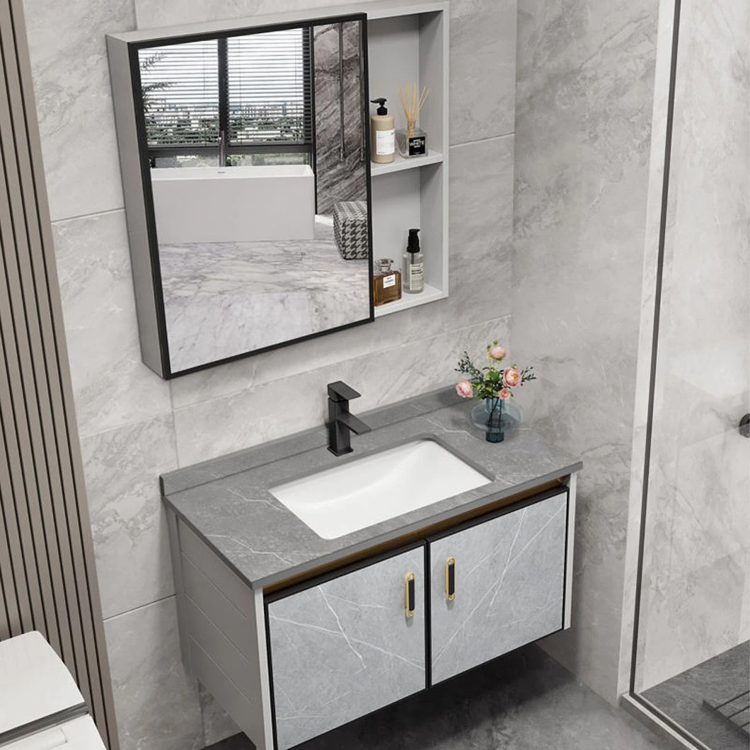 Armadietto da bagno moderno ad angolo impermeabile in legno massello da bagno Mini armadietto da bagno piccolo