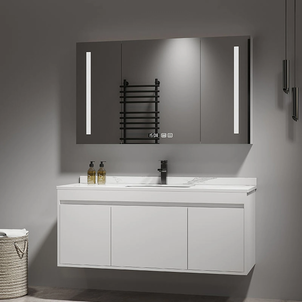 Mobile Bagno Moderno in Legno Massello Mobile Bagno Angolare di Lusso con Armadietto a Specchio