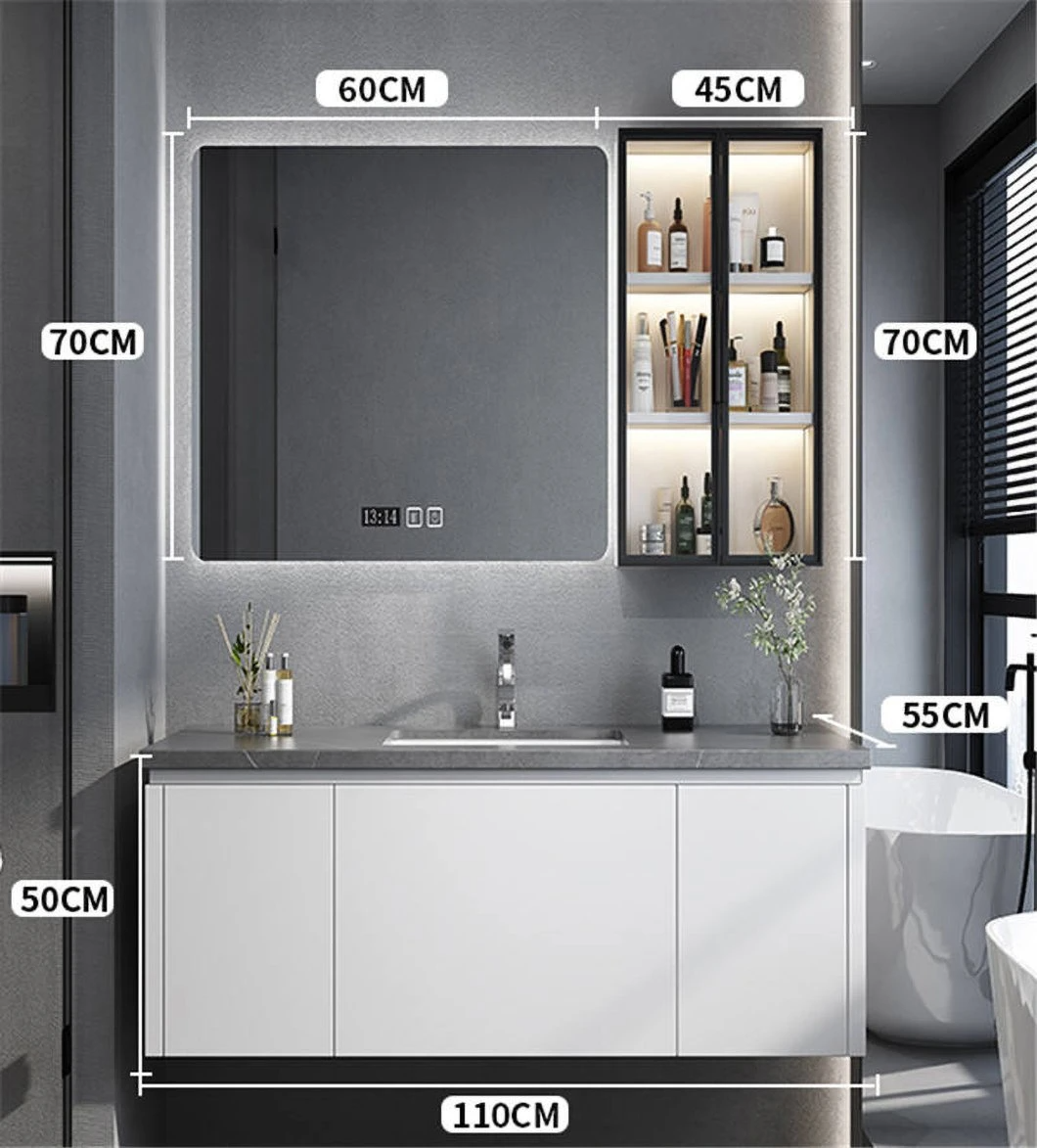 Mobile da bagno moderno Mobile da bagno in PVC Mobile da doccia impermeabile per bagno di lusso con specchio intelligente