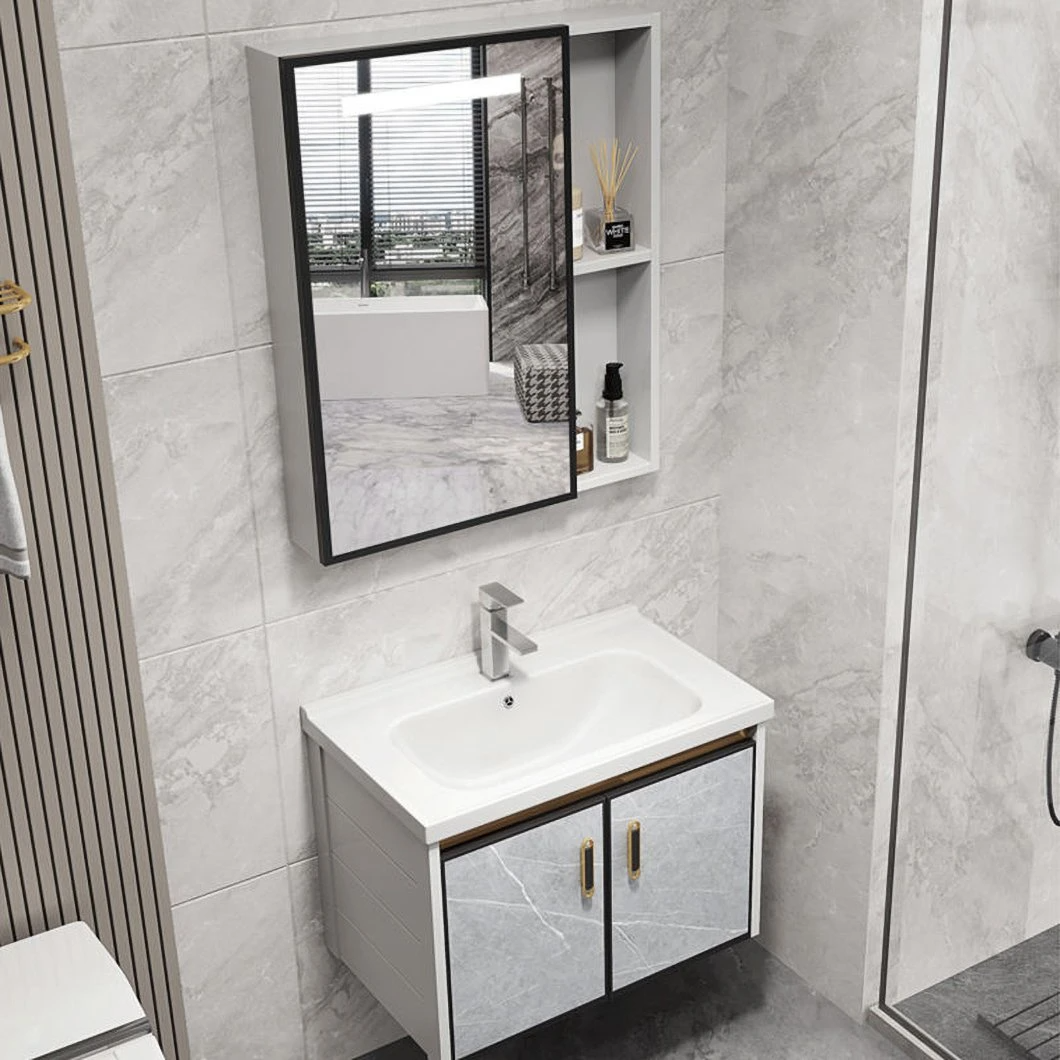 Armadietto da bagno moderno ad angolo impermeabile in legno massello da bagno Mini armadietto da bagno piccolo