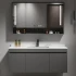 Mobile Bagno Moderno in Legno Massello Mobile Bagno Angolare di Lusso con Armadietto a Specchio