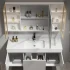 Mobile Bagno Moderno in Legno Massello Mobile Bagno Angolare di Lusso con Armadietto a Specchio