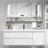 Armadietto da toeletta moderno bianco da parete impermeabile per medicinali da bagno in rovere con armadietto a specchio