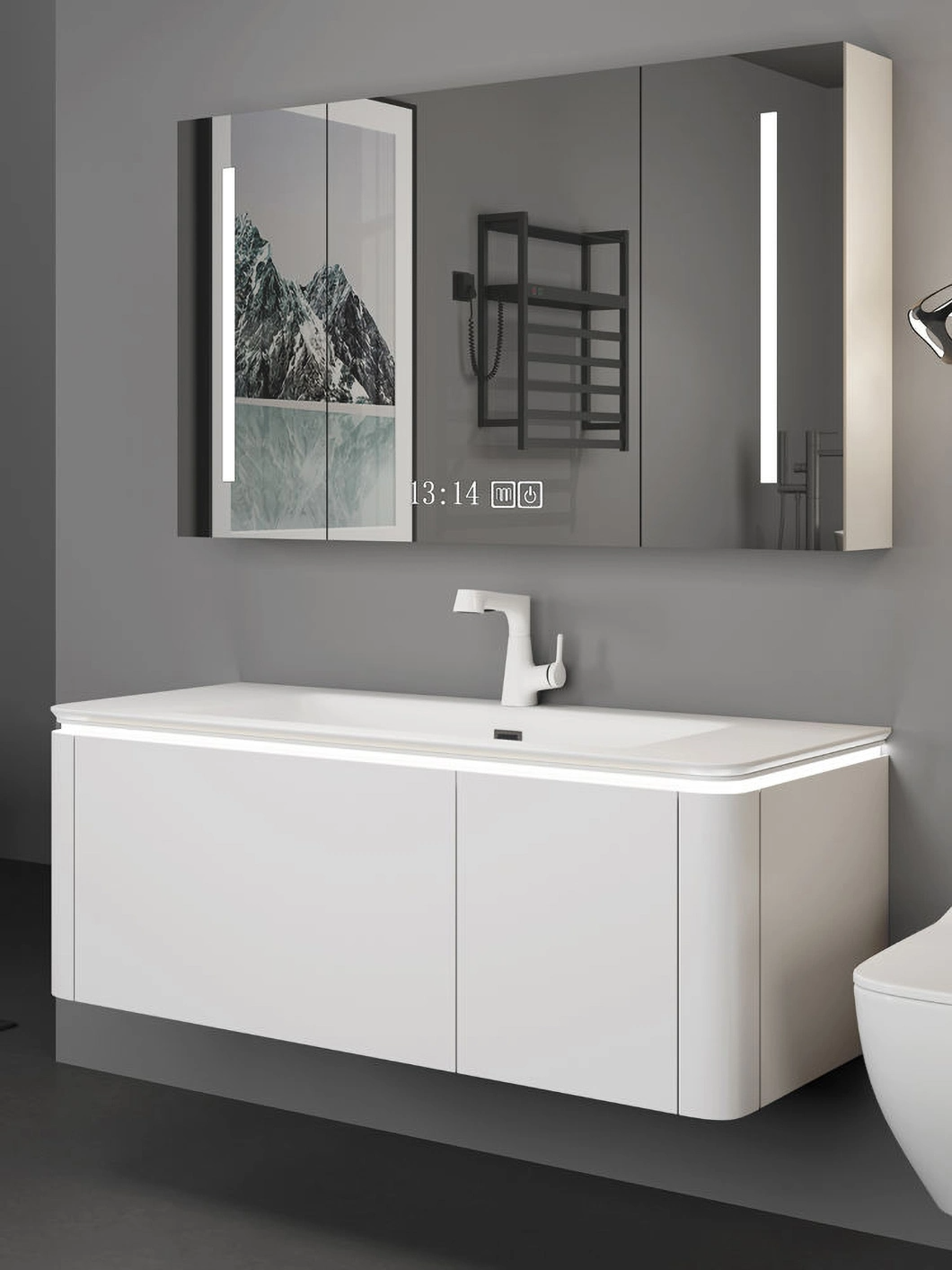 2023 Nuovi mobili da bagno Mobile da bagno Mobile da bagno in alluminio da parete con specchio
