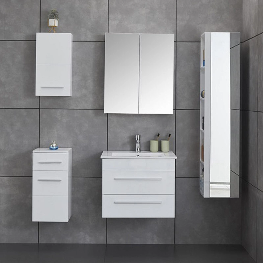 Armadietto da bagno per vasca da bagno con pittura in stile europeo da 23 pollici Armadietto da bagno singolo a parete con armadietto laterale