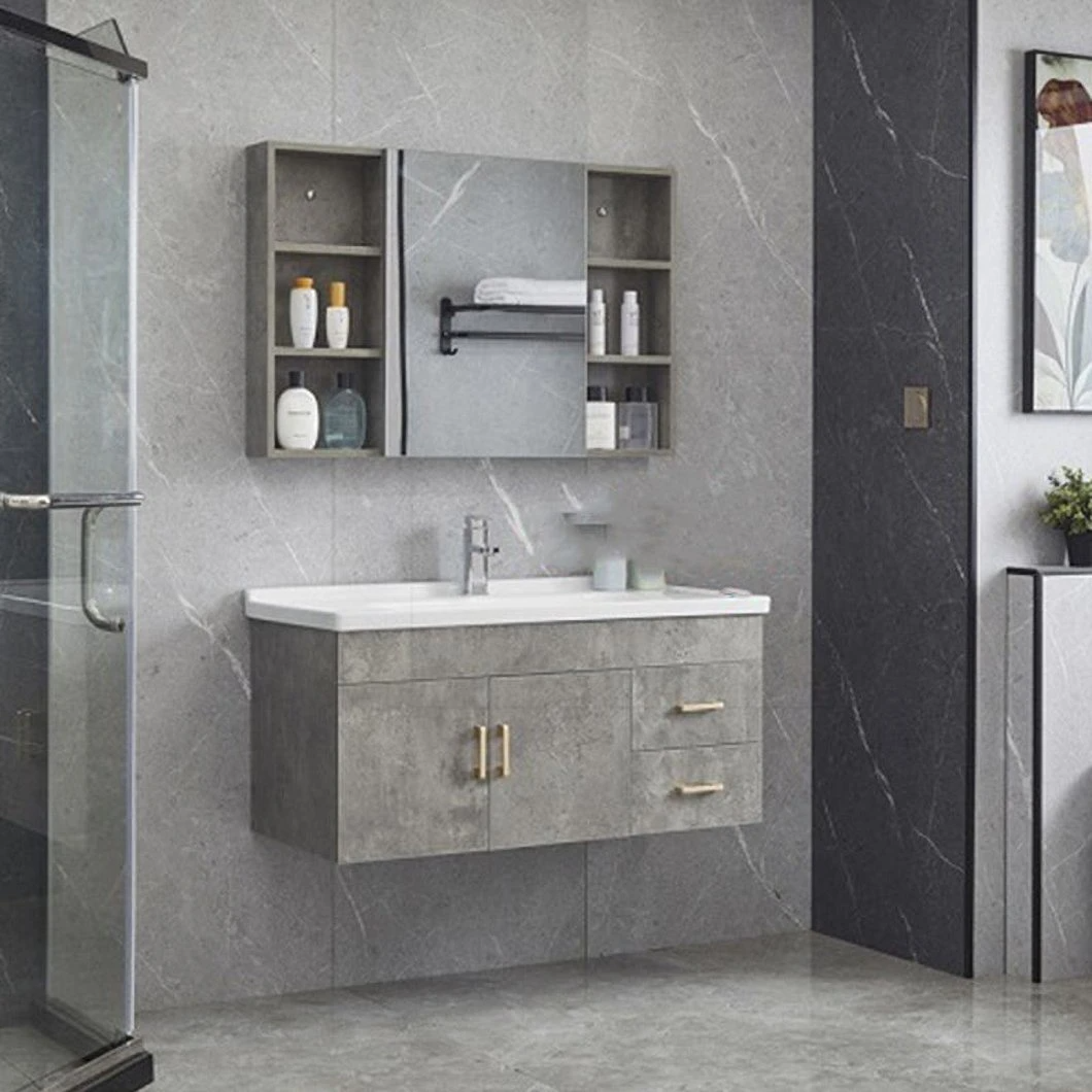 Mobile da bagno in legno personalizzato da 80 cm per mobile da bagno singolo in stile moderno in fabbrica in vendita