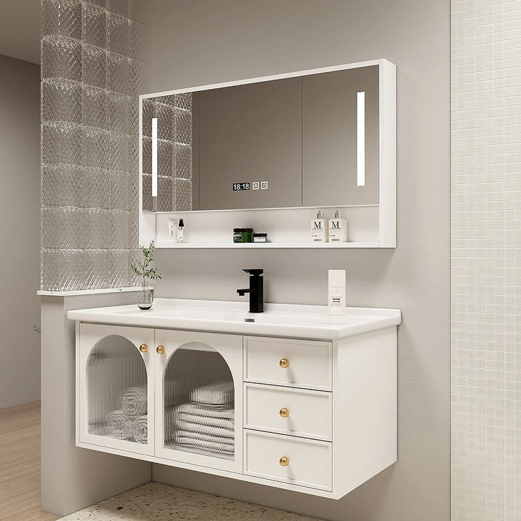 Set di vanità da bagno moderno in marmo per organizzatore d'angolo, mobiletto da bagno impermeabile