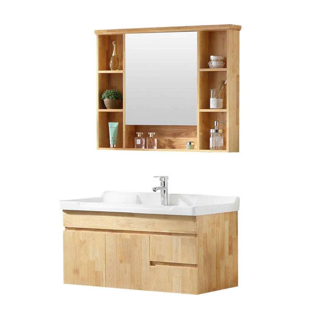 Mobile da bagno in legno massello a parete Mobile da bagno in marmo con specchio a LED Vanity Smart Cabinet