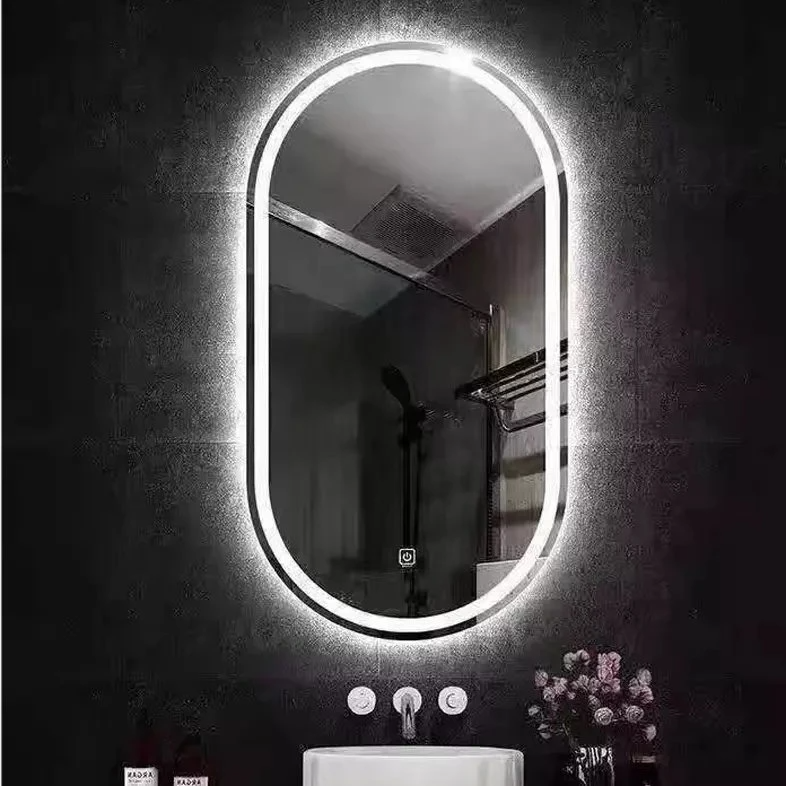 Cerchio Toilette Arco cinese Rotondo LED Specchi Decor Wall Grandi adesivi a figura intera Parete in bagno con specchio cosmetico a luce LED