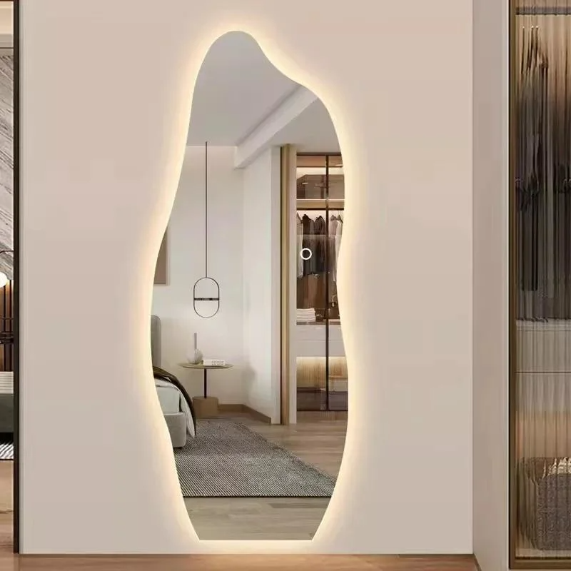 Cerchio Toilette Arco cinese Rotondo LED Specchi Decor Wall Grandi adesivi a figura intera Parete in bagno con specchio cosmetico a luce LED