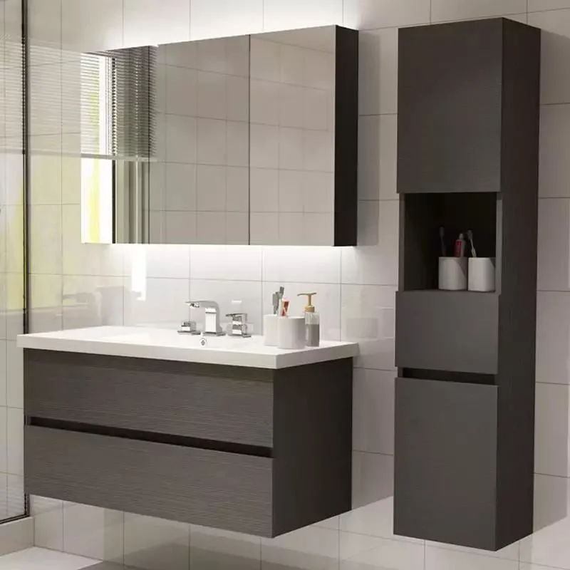 Bagno moderno europeo con specchio da 72 pollici vendita calda doppio lavabo mobile da bagno galleggiante in melamina
