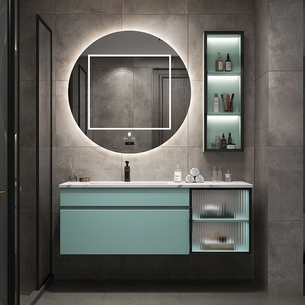 OEM Modern Light Luxury Slate One Lavabo Minimalista Smart LED Combinazione di mobili da bagno a specchio in vendita