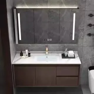 Mobili a specchio in legno massello Lavabo da bagno Design moderno per appartamento d'albergo