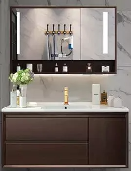 Mobili a specchio in legno massello Lavabo da bagno Design moderno per appartamento d'albergo