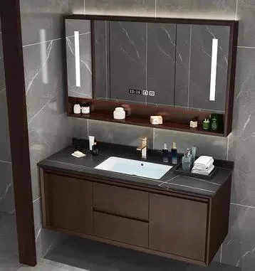 Mobili a specchio in legno massello Lavabo da bagno Design moderno per appartamento d'albergo