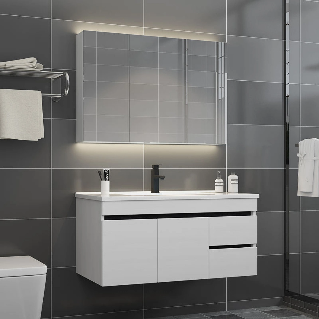 Armadietti sospesi a parete con specchio Bagno luminoso senza lavabo superiore Walk in Mobile da bagno rettangolare personalizzato