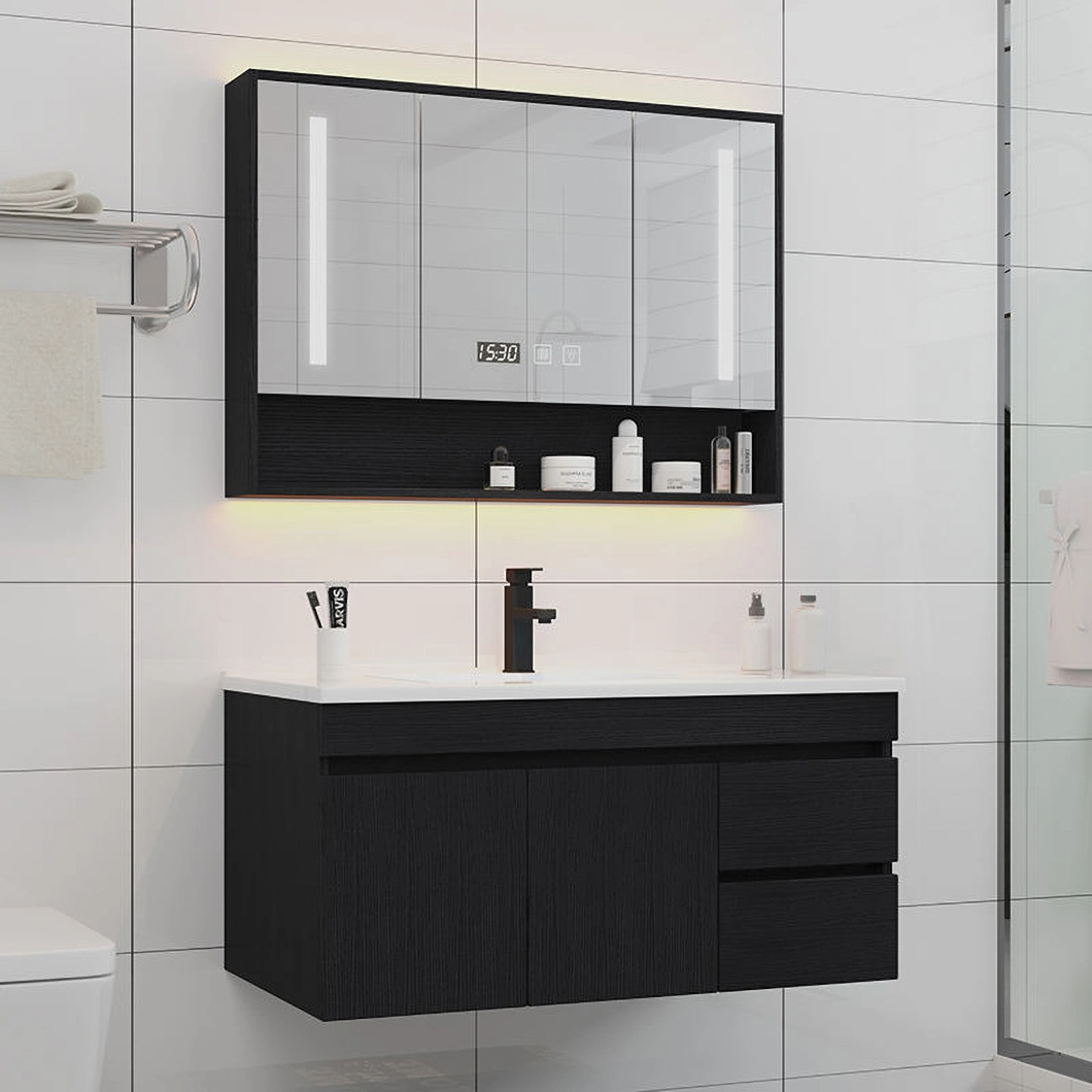 Armadietti sospesi a parete con specchio Bagno luminoso senza lavabo superiore Walk in Mobile da bagno rettangolare personalizzato