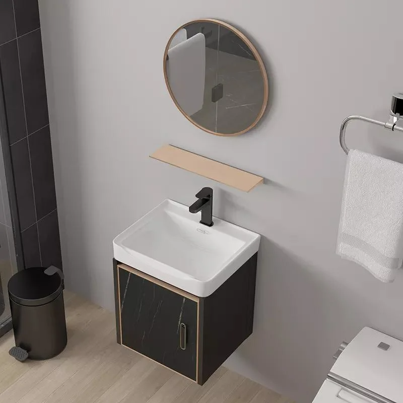 Specchio moderno impermeabile per montaggio a parete Mobiletto in alluminio Piccolo set di vanità Vanità da bagno con lavandino