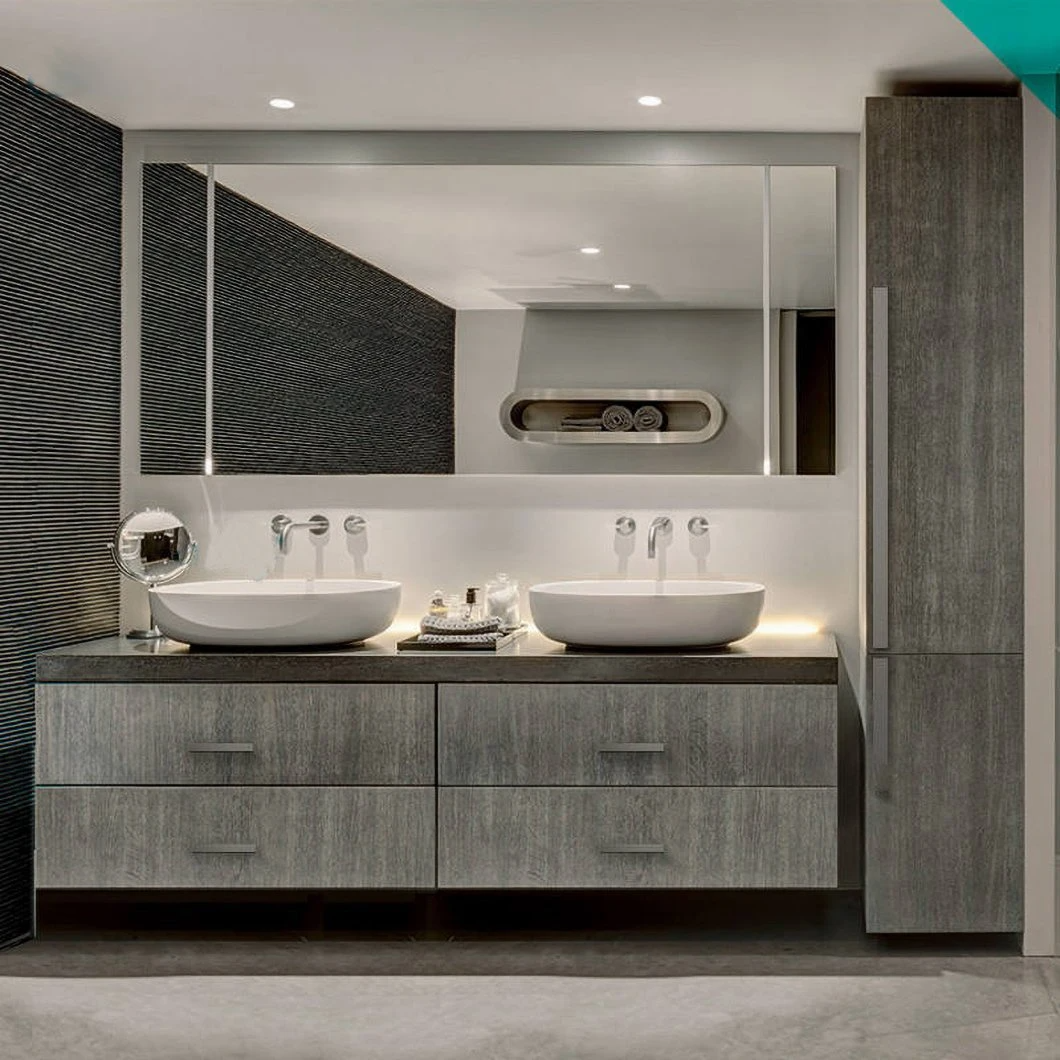 Z out Solid Round Navy Lavabo integrato autoportante Elegante doppio lavabo da bagno con armadietto laterale