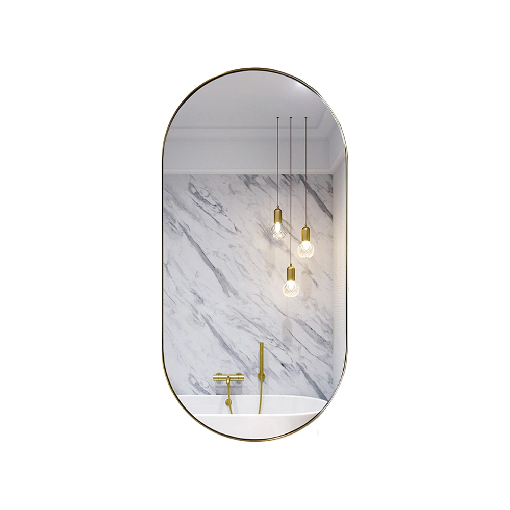Specchio da bagno in vetro per bagno a tutta parete ovale moderno grande argento cromato di alta qualità