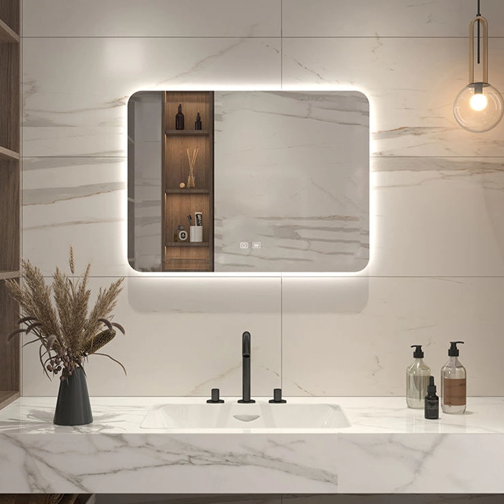 Specchio da parete per bagno con decorazioni per la casa in vetro per trucco moderno intelligente all'ingrosso di fabbrica standard europeo
