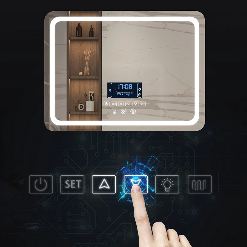 Specchio da parete per bagno con decorazioni per la casa in vetro per trucco moderno intelligente all'ingrosso di fabbrica standard europeo