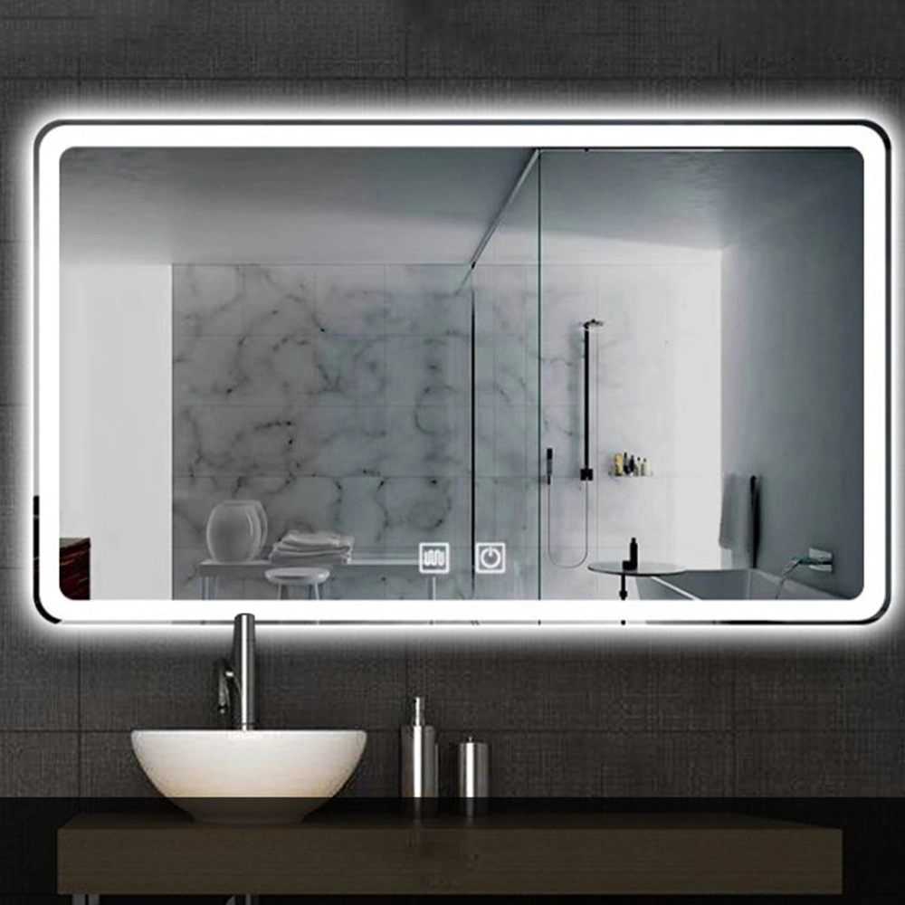 Sensore tattile all'ingrosso della fabbrica Decorazione della parete di casa Mobili per saloni Montaggio a parete Make up LED Smart Home LED Specchio da bagno con antiappannamento e altoparlante Bluetooth