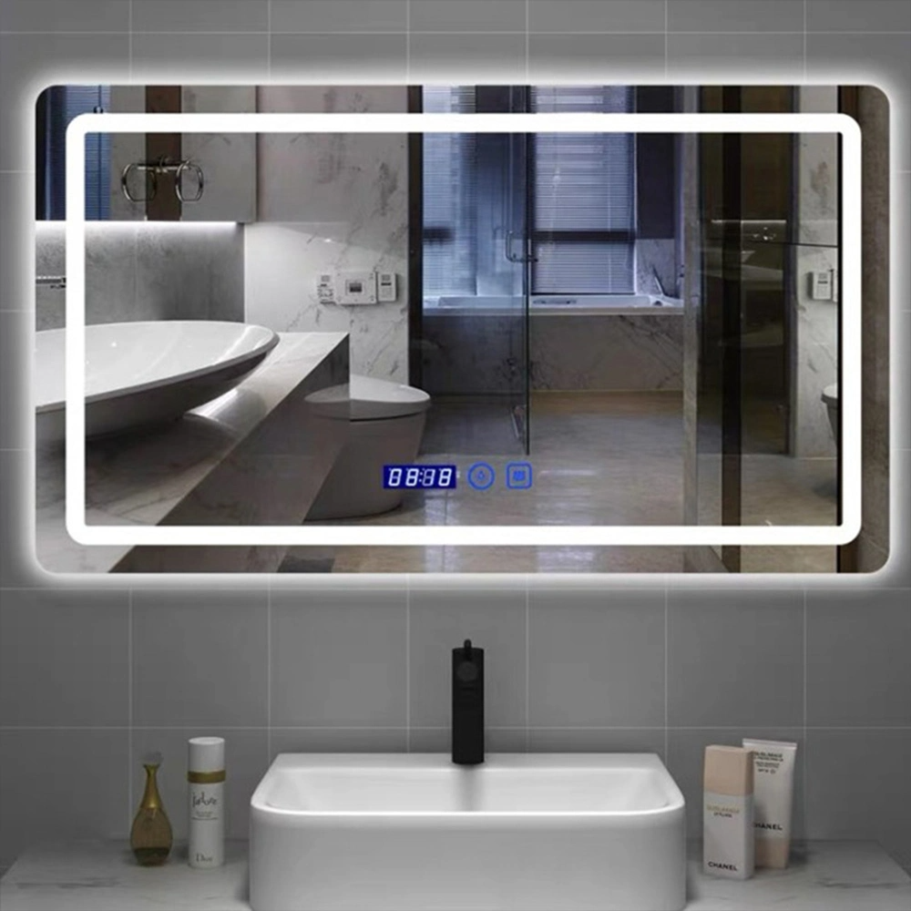 Sensore tattile all'ingrosso della fabbrica Decorazione della parete di casa Mobili per saloni Montaggio a parete Make up LED Smart Home LED Specchio da bagno con antiappannamento e altoparlante Bluetooth