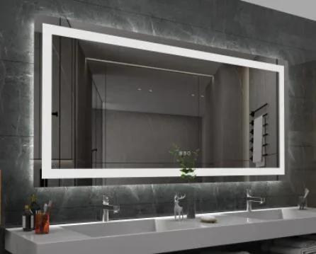Sensore tattile all'ingrosso della fabbrica Decorazione della parete di casa Mobili per saloni Montaggio a parete Make up LED Smart Home LED Specchio da bagno con antiappannamento e altoparlante Bluetooth