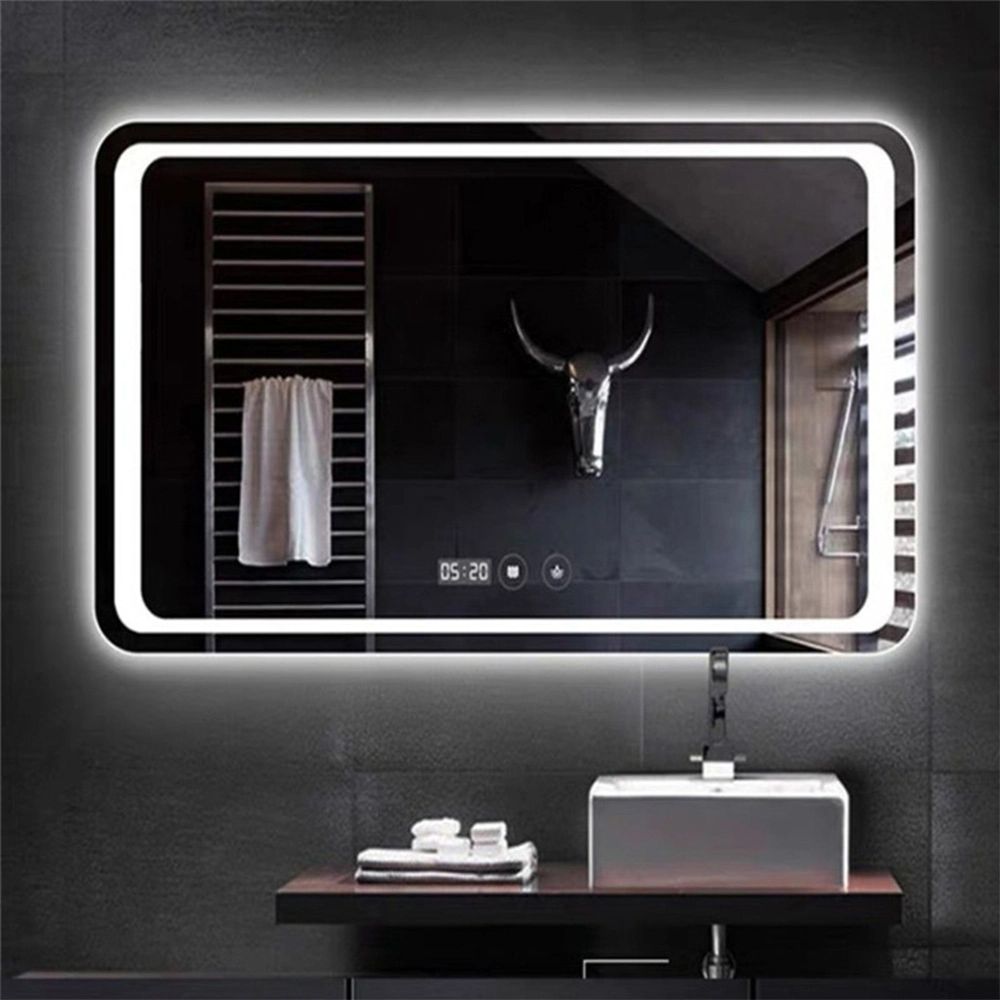 Sensore tattile all'ingrosso della fabbrica Decorazione della parete di casa Mobili per saloni Montaggio a parete Make up LED Smart Home LED Specchio da bagno con antiappannamento e altoparlante Bluetooth
