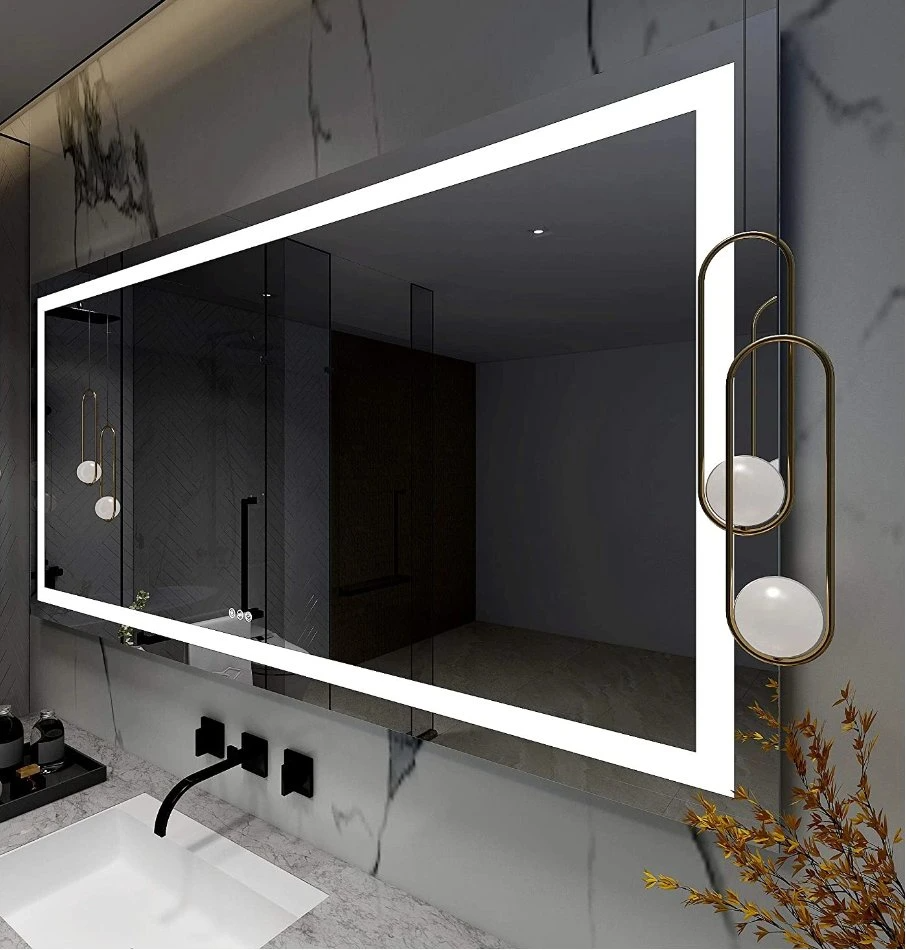 Sensore tattile all'ingrosso della fabbrica Decorazione della parete di casa Mobili per saloni Montaggio a parete Make up LED Smart Home LED Specchio da bagno con antiappannamento e altoparlante Bluetooth