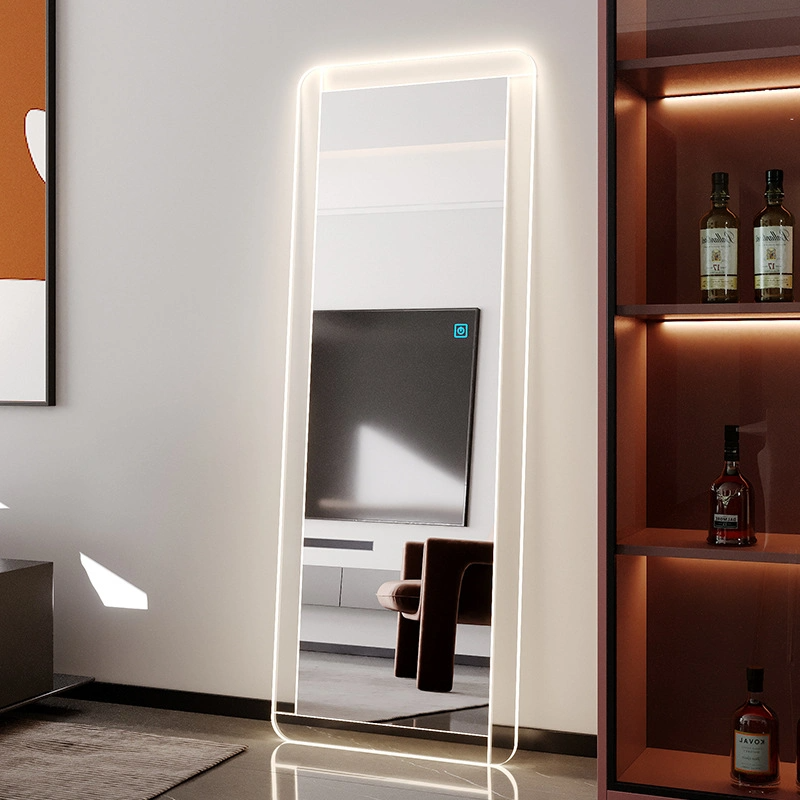 Luce a LED a figura intera Luce acrilica intelligente contro lo specchio da pavimento a parete Specchio per camera da letto quadrato