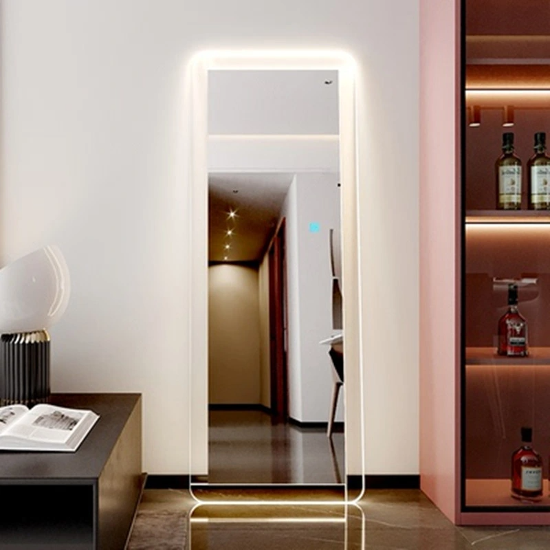 Luce a LED a figura intera Luce acrilica intelligente contro lo specchio da pavimento a parete Specchio per camera da letto quadrato