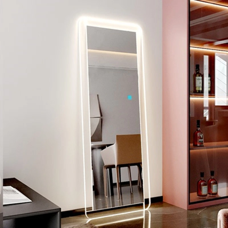 Luce a LED a figura intera Luce acrilica intelligente contro lo specchio da pavimento a parete Specchio per camera da letto quadrato
