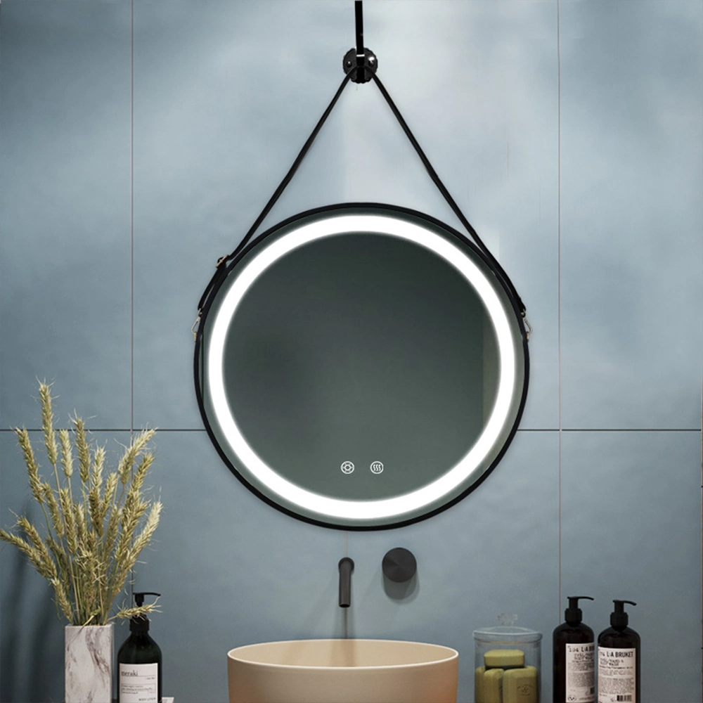 Ragazzi Vendita calda Specchio da bagno 60 cm 80 cm Specchio da bagno antiappannamento da parete rotondo moderno decorativo per hotel con LED