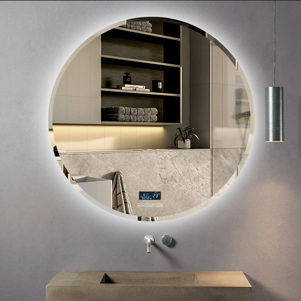 Specchio da bagno con cornice in argento dorato bianco nero di vendita calda moderna con illuminazione a LED e antiappannamento